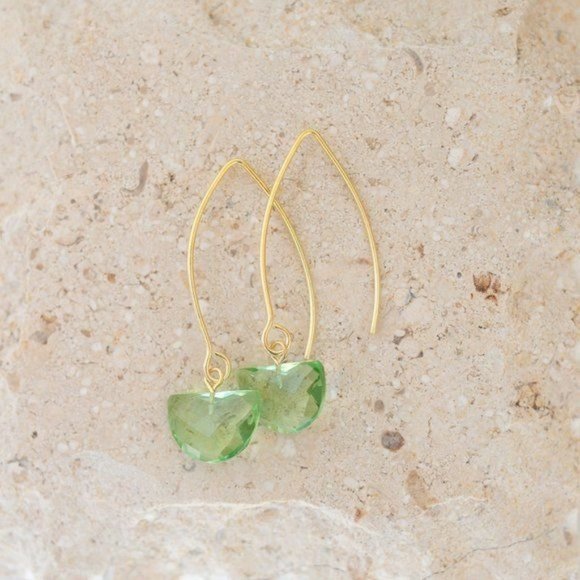 GORGEOUS Green Amethyst Gemstone Bracelet Gold Paperclip Chain Statement Jewelry - Picture 5 of 7